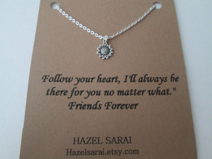 Tiny Sunflower, Friends Necklace- Friendship Quote Card