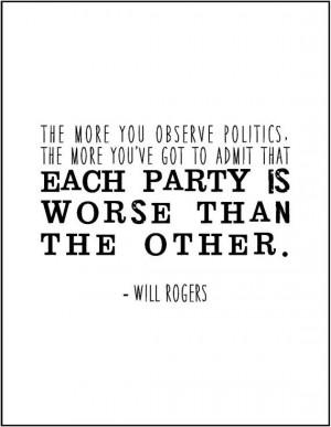 Funny political quote typography print. Will Rogers quote Republicans ...