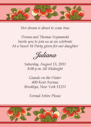 ... Sweet 16 Party Invitations - Peach Chinese Ornament 03 - SW16-19