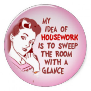 Funny retro woman 50 s housewife housework sticker