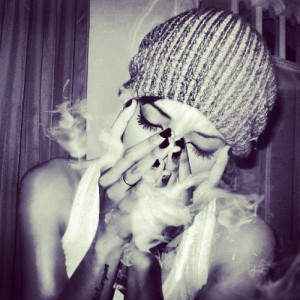 swag girl Black and White dope weed smoke