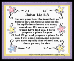 John 14:1-3, purple, pastel flowers, poster, bible verses, Bible ...