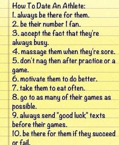 how to date an athlete :) More