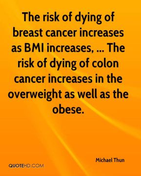 of dying of breast cancer increases as bmi increases the risk of dying ...