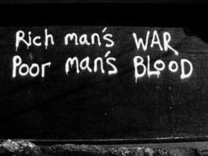 black and white, blood, man, poor, rich, sad, text, true, war