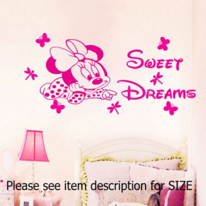 Home / Disney Minnie Mouse Bow Sweet Dreams Wall Quote Vinyl Stickers ...