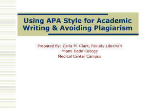 Using APA Style for Academic Writing Avoiding Plagiarism by zra16726