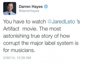 Darren Hayes' tweet about ARTIFACT. My life just came full circle ...