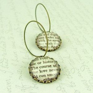 Shakespeare Brass Earrings - A Midsummer Night's Dream Literary Quote ...