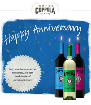 Celebrate our 1st anniversary with a complimentary wine tasting