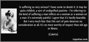 to the kind of suffering a man inflicts on a woman or a woman ...