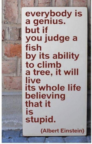Everybody is a genious. But if you judge a fish by its ability to ...