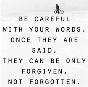 Be careful with your words. Once they are said, they can only be ...