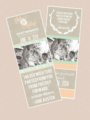 Jane Austen Quote Printable Save the Date by JustChuggingAlong, $20.00 ...