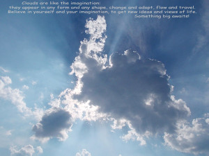 ... clouds over a blue sky: thin, white, transparent and regular in shape