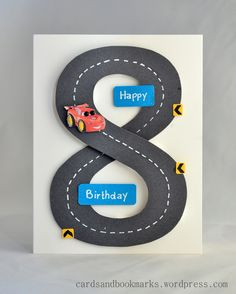 handmade card for 8th Birthday ... number 8 formed by a two way ...