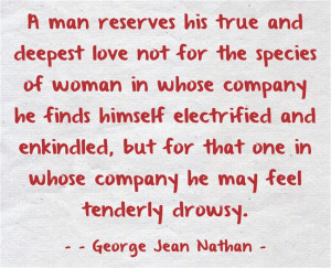 man reserves his true and deepest love not for the species of woman ...