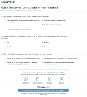 Quiz & Worksheet - Life & Quotes of Roger Sherman | Study.com