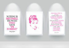 pink audrey hepburn paris watercolor Modern quote Print Poster wall ...