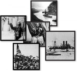 ... in 1900, Toda Izu, U.S.S. Maine; bottom: Roosevelt and 'Rough Riders