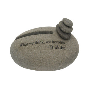 Buddha Quote Natural Rocks Cairn Business Card Holder
