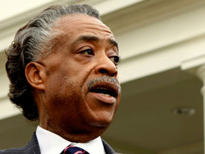 Rev. Al Sharpton speaks to reporters after a meeting about education ...
