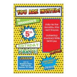 Superhero Comic Book Birthday Invitation