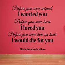The Miracle of Love Quote Wall Sticker. The Miracle of Love Quote Wall ...