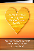 Happy Birthday Sunday School Teacher, Sunset and Heart card - Product ...