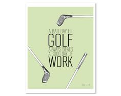 Golf quote art print with vintage golf club illustration, great father ...