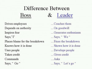 ... topic of a boss vs a leader, I came across the following image below