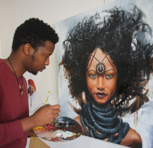 afrocentric oil painting black women black art Goddess black woman ...