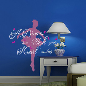 Wall Decals Quote A Dream is a wish your heart makes Decal Vinyl ...