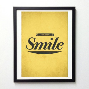 Motivational Quotes wall decor - Don't forget to smile - Yellow Retro ...