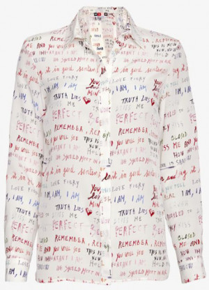 Msgm Love Quotes Blouse in White