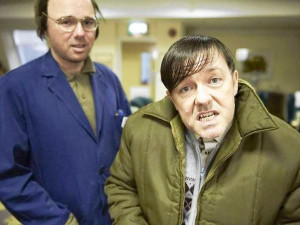 Ricky Gervais, right, and Karl Pilkington in the Netflix comedy 