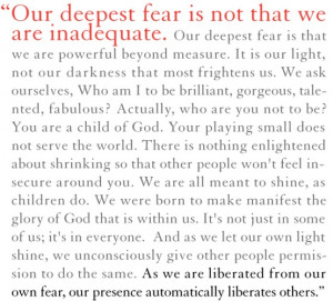 An inspired writing by Marianne Williamson