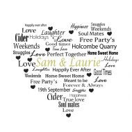 Personalised Typography Love Heart Framed Canvas Made Up of Romantic ...
