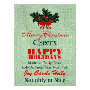 Christmas Words Sayings Quotes in Red Green Custom Print