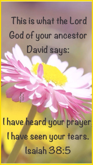 ... have heard your prayer, I have seen your tears; [Isaiah 38:5