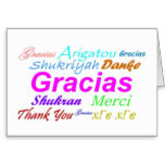 Thank You in 8 languages-Gracias-Spanish Cards