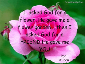 ... flower gardenthen i asked god for a friend he gave me you god quote