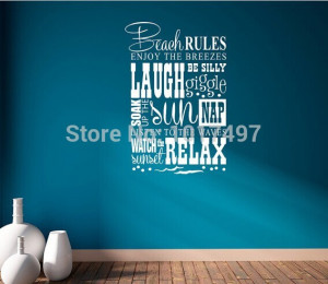 Free Shipping Beach Rules.....Beach quotes vinyl wall decal stickers ,