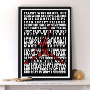 Michael Jordan Famous Sports Quotes Typography Print Poster For Wall ...