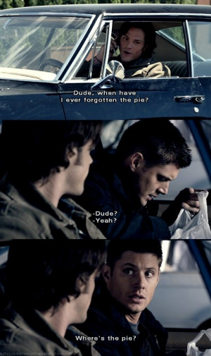 dean winchester, funny, lol, pie, sam winchester, supernatural