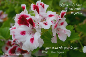 ... have one smile in you, give it to the people you love. ~ Maya Angelou