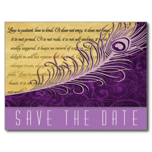 Purple Vintage Peacock Wedding Save the Date Cards Postcard