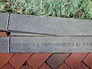 Color photo: one of sculptor Jenny Holzer's inscribed curbs in Hill ...
