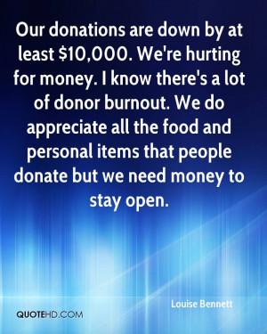 ... food and personal items that people donate but we need money to stay