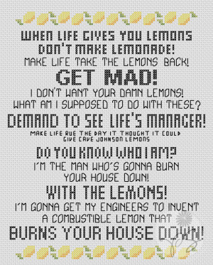 Embroidery: Portal 2 quote - With the Lemons